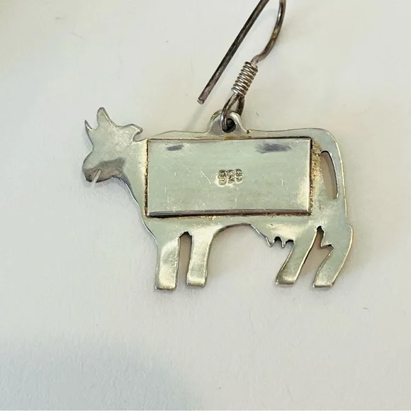 Sterling Silver Cow Earrings NWOT - Picture 3 of 4
